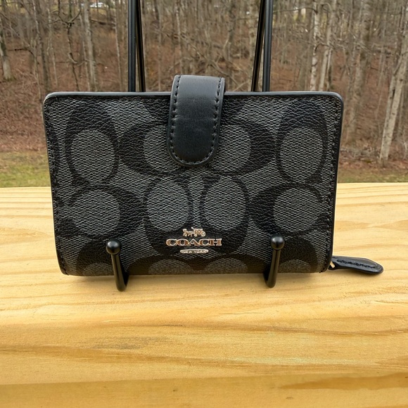 Coach Handbags - Coach Black and Dark Gray Signature Wallet
